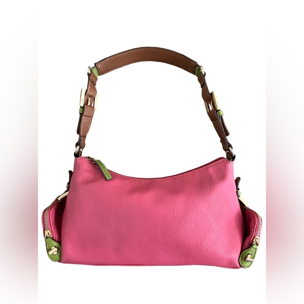 IN GREAT CONDITION! LIZ CLAIBORNE HOT PINK VEGAN LEATHER SHOULDER BAG HANDBAG